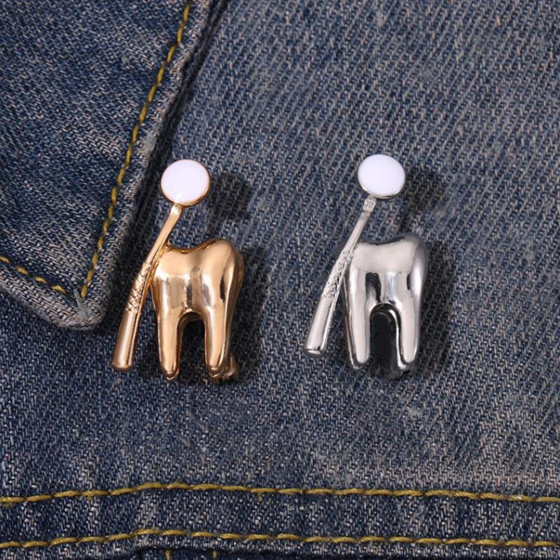 Cartoon Tooth Pins Protect Your Dental Enamel Pins Dentist Doctor Clothes