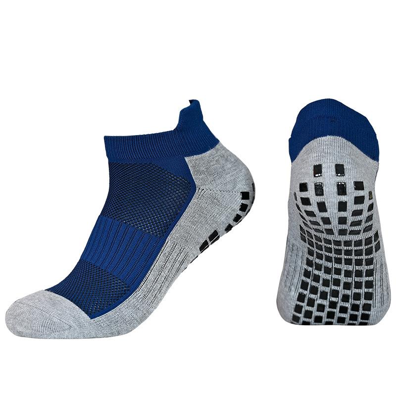 

Short Football Socks Men s Silicone Non Slip Bottom Thick Towel Bottom Boat Socks Breathable Cotton Professional Sports Socks One Size темно-синього кольору
