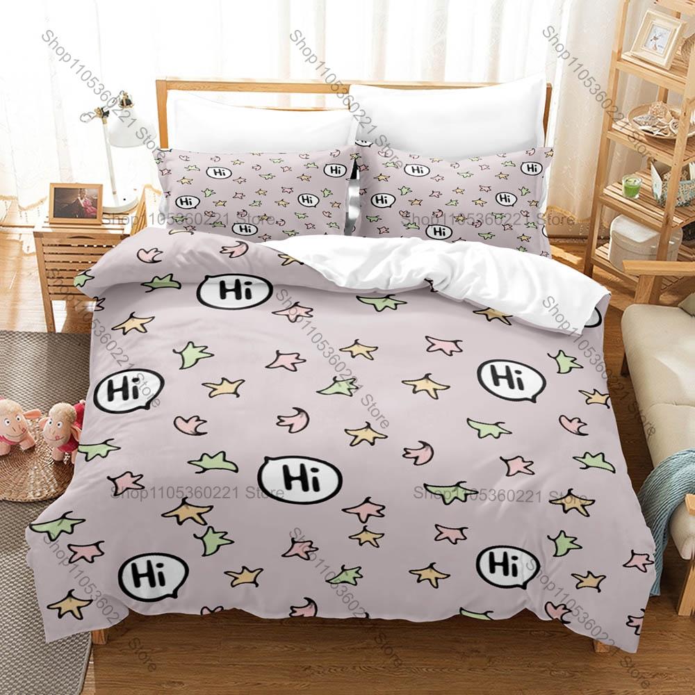 Heartstopper N-Nick Charlie Hand Holding Autumn Leaf Pastel Blue Pink Cute Teen Love Duvet Cover + 2 Pillowcases Book Series