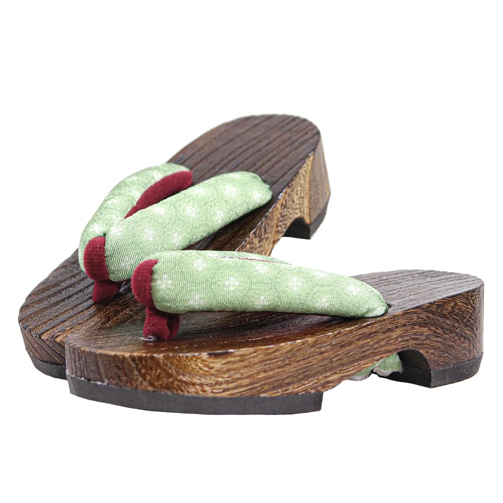 Geta in Dull Burnt Paulownia Wood for Girls [KYOETSU] (Japanese Clogs) (3 Khaki, measurement_18_point_0_centimeters)