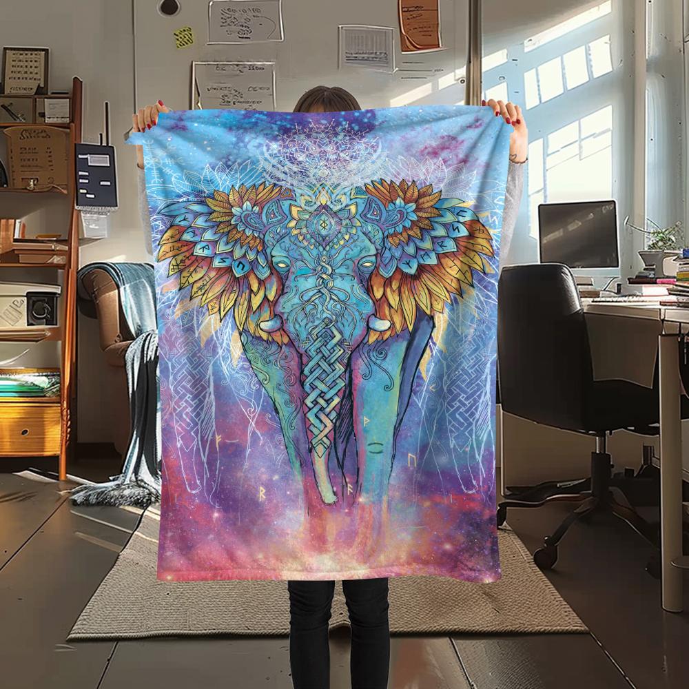 

1Pc Abstract Elephant Print Flannel Blanket, High quality Comfortable for All Seasons, Home Decor, Warmth and Comfort, Perfect for Gifts 80cm x 120cm