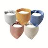 3/5pcs Plain Color Feeding Bibs For Teething And Drooling, 4-layer Soft Absorbent Bandana Bibs