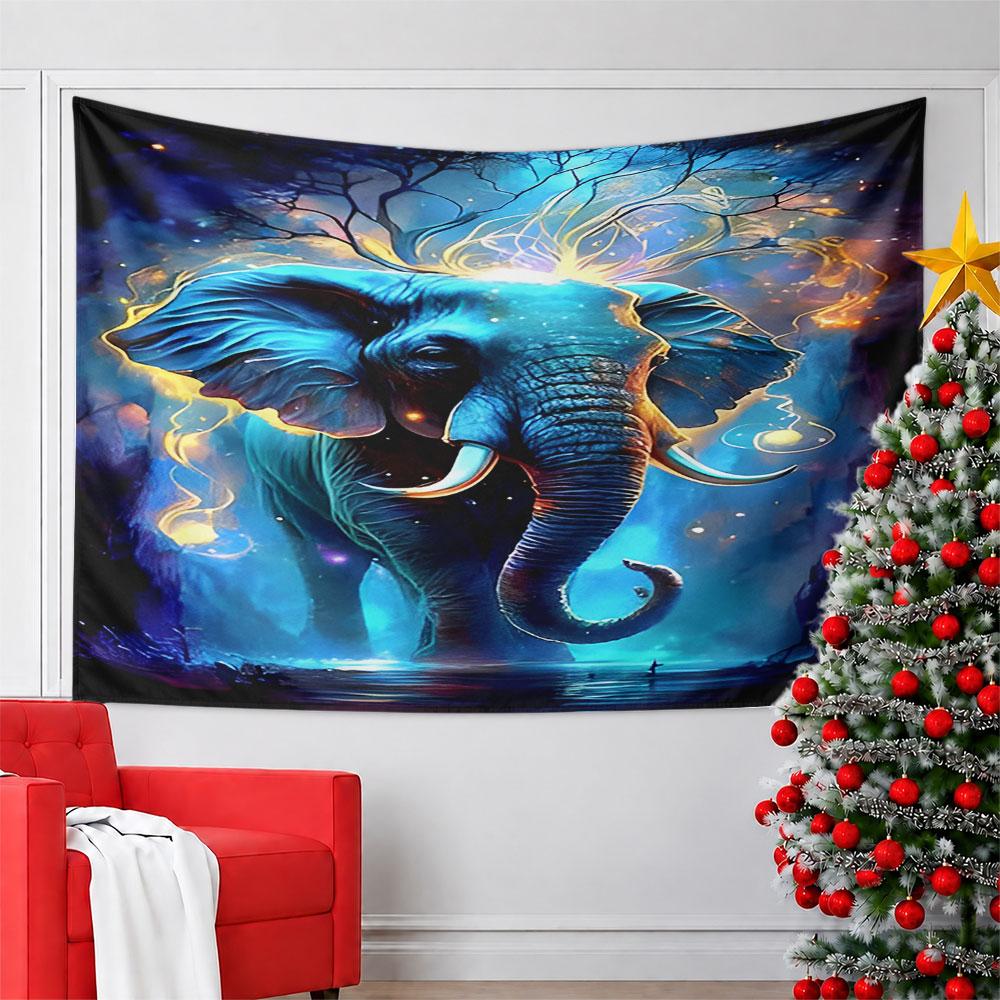 "Majestic Glowing Elephant Tapestry" Pattern Wall Hanging Tapestry Decorative Tapestry Home Decor for Bedroom and Living Room