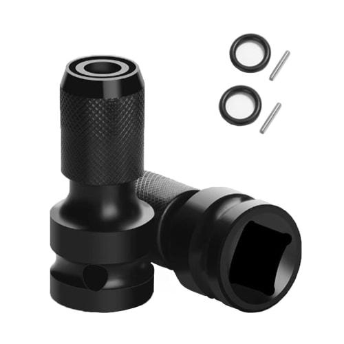 Socket Impact Driver Adapter 1/2" Square to 1/4" Hex Shank Socket Adapter, Slide Lock Type, Quick Conversion for Impact Wrenches, Includes Washers and