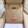 Love Wings Empty Light Luxury Temperament Gorgeous Full Diamond Necklace Female Versatile Collarbone Chain Titanium Steel Chain