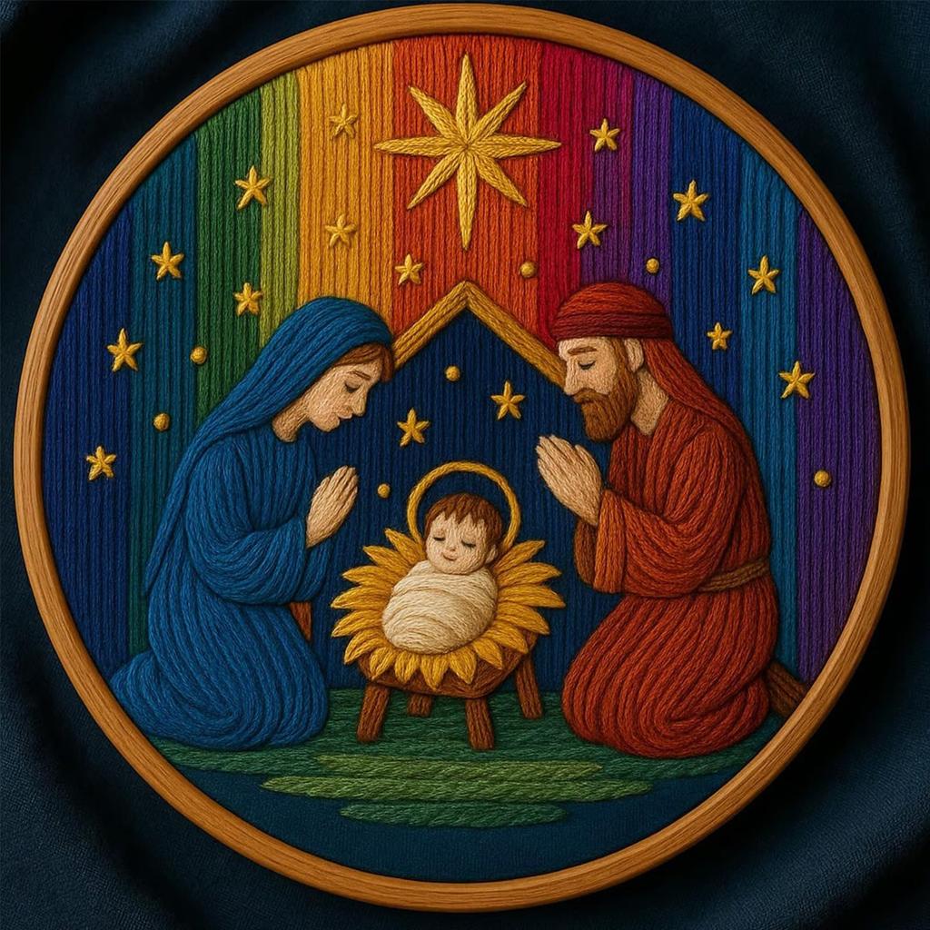 DIY Nativity Embroidery Stitches Practice Kit with Stamped Embroidery Patterns Christian Christmas Craft Embroidery Set for Kid