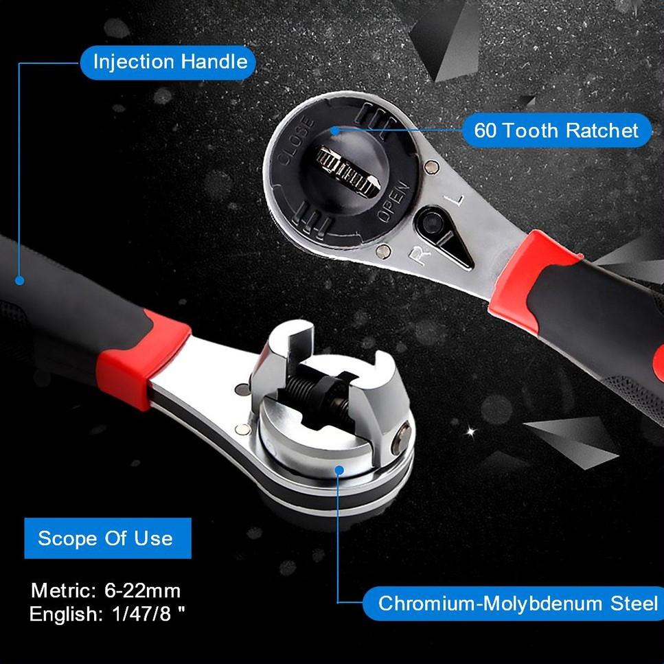 Portable Ratchet Wrench Ergonomic Labor Saving Adjustable Wrench Repair Tool Metal Heavy Duty Socket Wrench
