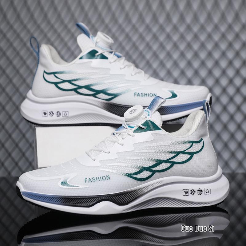 Men’s Summer Mesh Breathable Running Shoes with Rotating Buckle, Height-Boost, and Shock Absorption