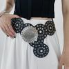 Adult Relief Round Buckle Waist Belt Adjustable Exaggerated Personality Waist Belt for Men Teenagers Coat Dress