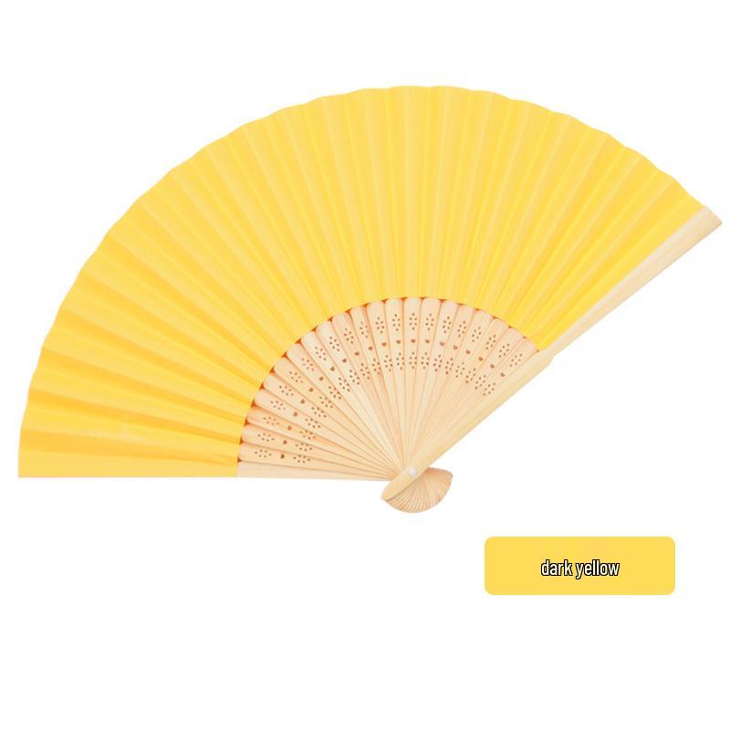 Solid Color Bamboo Folding Fan for DIY Crafts - Children's Kindergarten Material, Customizable with Logo or Text