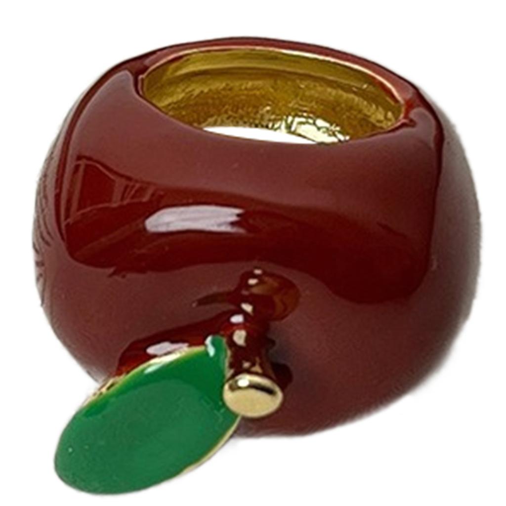 Unique Enamel Strawberry/Apples Ring Colorful Finger Ring Lightweight Jewelry for Fashionable Women and Parties