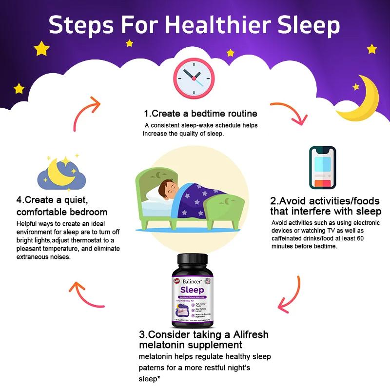 Melatonin-Schlafkapseln helfen Menschen, schnell einzuschlafen, geeignet für diejenigen, die Schwierigkeiten beim Einschlafen haben. 120 Kapseln