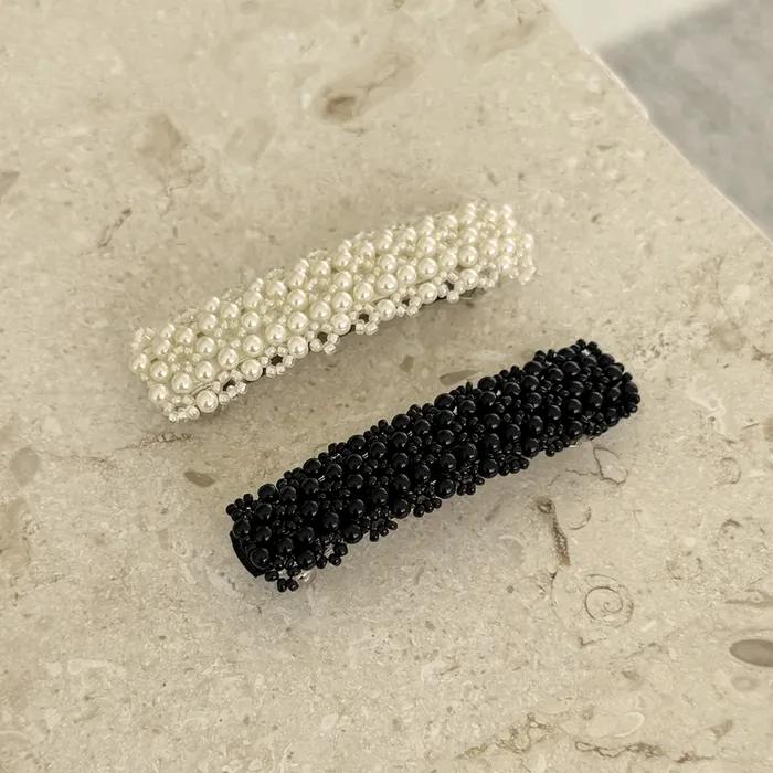 pearl beads rectangle hair pin (2colors)