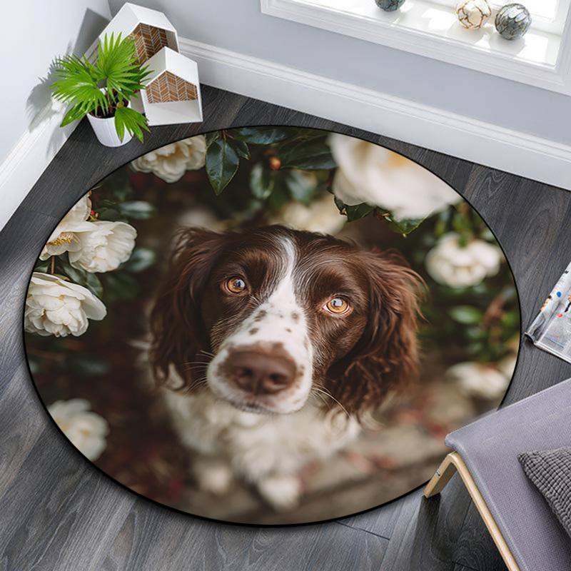 

Happy Border Collie Round Area Rug,Carpet Rug for Living Room Bedroom Sofa Playroom Decor,Non-slip Floor Mat 80cmx80cm