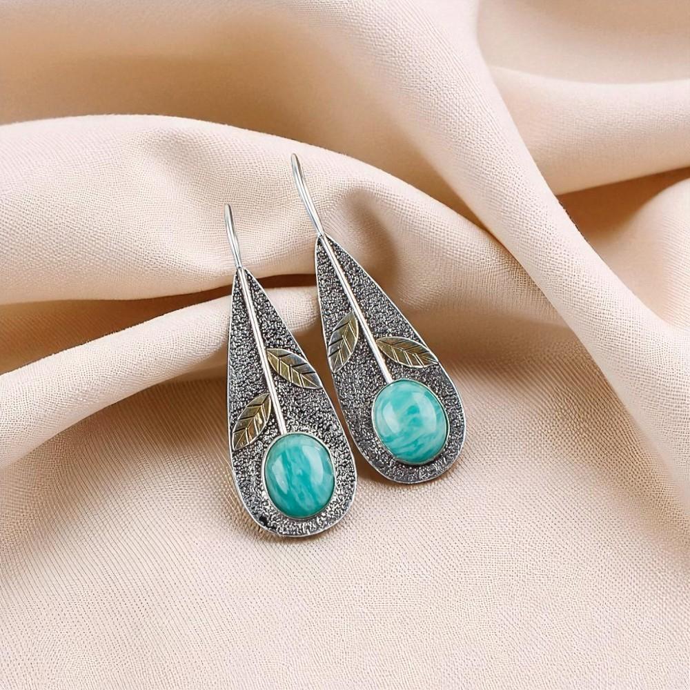 

Natural Amazonit Gemstone 925 Sterling Silver Jewelry Handcrfated Earrings 2.00 EE-72-34