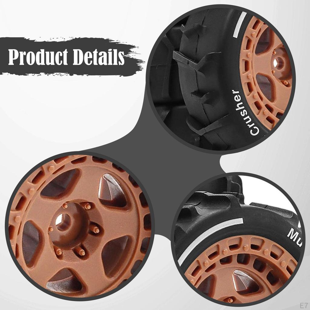 4 Pieces All Terrain RC Wheels Replacement 2.8x1inch for 1: 14 Scale Sturdy Accessory Easily Install