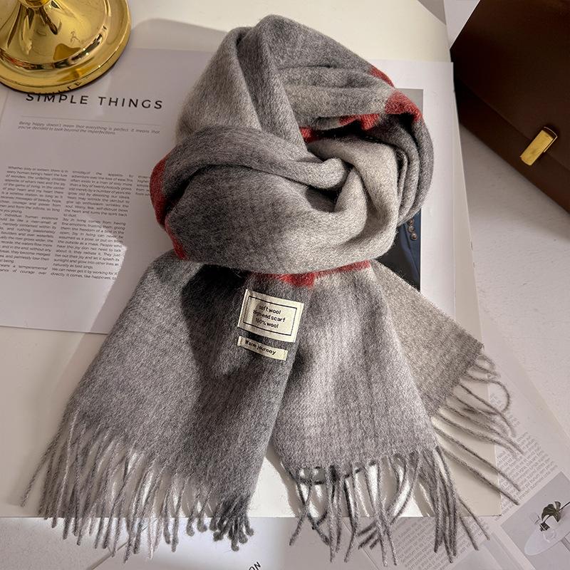 Wool  Women Scarf Luxury Cashmere Winter Blanket Wraps Casual Plaid Print Pashmina Bufanda Travel Poncho Stoles Echarpe