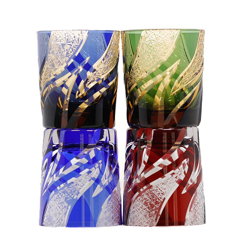 Jinzhi Japanisches Edo-Schliff-Kristallglas Weinglas Whiskey Flammenmuster Handgeschnitzte Schale Leichter Luxus