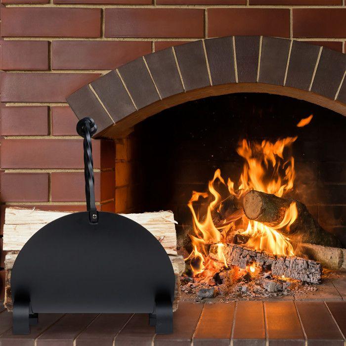 Relaxdays Panier bois de cheminée, métallique, pour bûches avec anse, HlP: 42,5 x 43,5 x 30 cm; intérieur, panier bûches