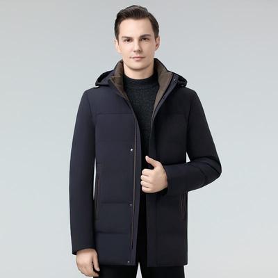 Men's 2025 Business Casual Hooded Down Jacket - Winter Cold-Proof, Middle-Aged Dad Style, Warm White Duck Down Coat