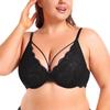 Plus Size Summer Sexy Lace Underwire Bra, Ultra Thin Breathable Sheer Lingerie for Large Bust Women