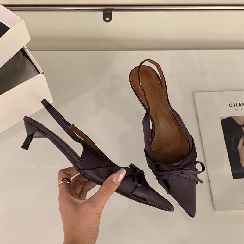 

туфли на шпильках с высоким каблуком, босоножки с застежкой-мешком, женская обувь 2025 года, летний темперамент, светская львица, черные весенние туфли с острым носком 40