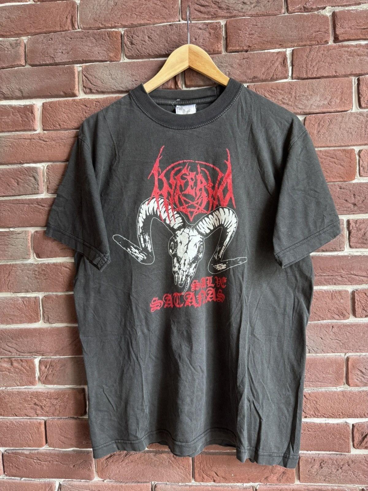 Vintage 90s Inferno Salve Satanas Black Metal Band T shirt Unisex T-Shirt XXL