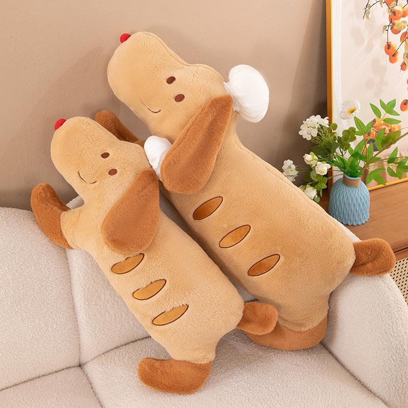 

Cute Baguette Dog Doll Throw Pillow Toast Chef Dog Dog Doll Seat Cushion Doll Bread Dog Gift 50cm