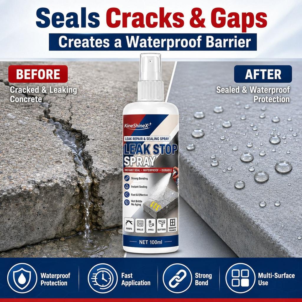 Leak Stop Spray 100ml, Waterproof Sealant Spray for Roof Wall Pipe Gutter Window Frame,Fast Drying Stop Leak Spray