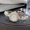 Diamond-Encrusted Case Pull-Open Bracelet Watch Adjustable Strap Chain Watch  Women Girls