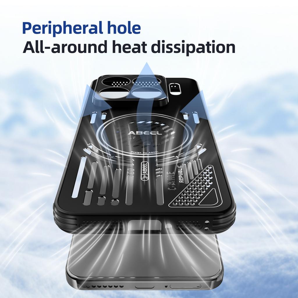ABEEL For Xiaomi 15S Pro Magnetic Case Aluminium Alloy+PC+TPU Hollow Heat Dissipation Phone Cover