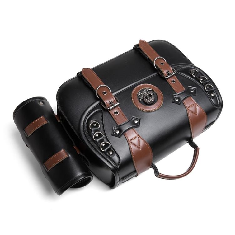 Vintage Style Motorcycle Saddlebags PU Leather Waterproof Side Bag Large Capacity Saddlebags Easy Carrying for Bike 