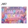 Birthday Celebration Banner Happy Backdrop, Party Photo Background Cloth for Celebration, Double-sided Printed Bunting Flag Decor Kids Women, Supplies