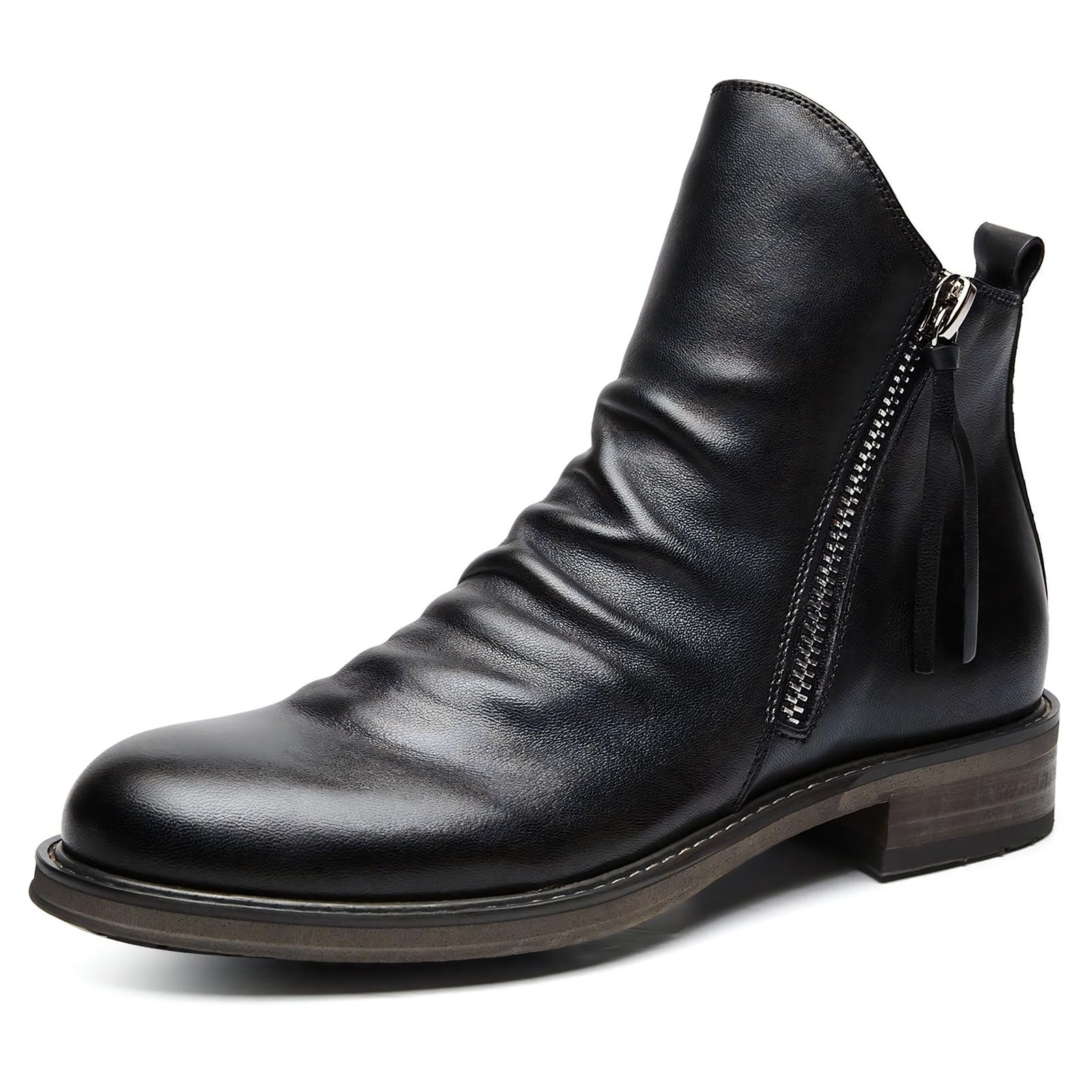 

Черные кожаные ботинки с Идеально для и Стильные и эти ботинки доступны в плюс Идеально для повседневной носки и улицы X-образные мужские на молнии сбоку чёрный