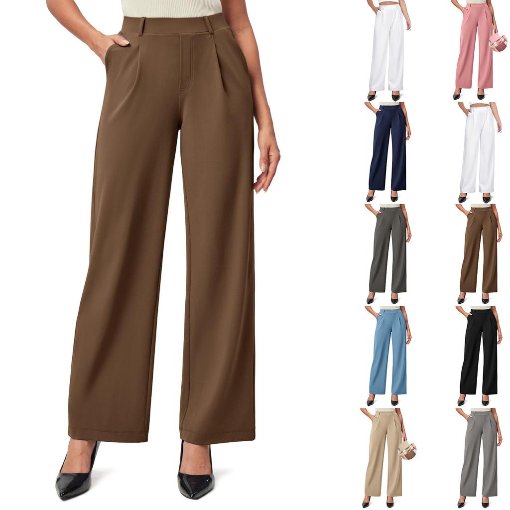 Fashionable Women's Stretch Pants, Work, Business, Casual Pants With Pockets, Western- Pants