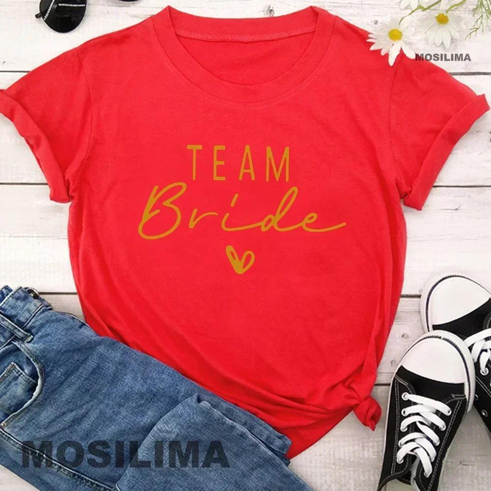 Unisex T Shirt Team Bride Bachelorette Party Shower Hen Party Bridesmaid Print Tshirt 2025 Girls Wedding Female Polyester Tops