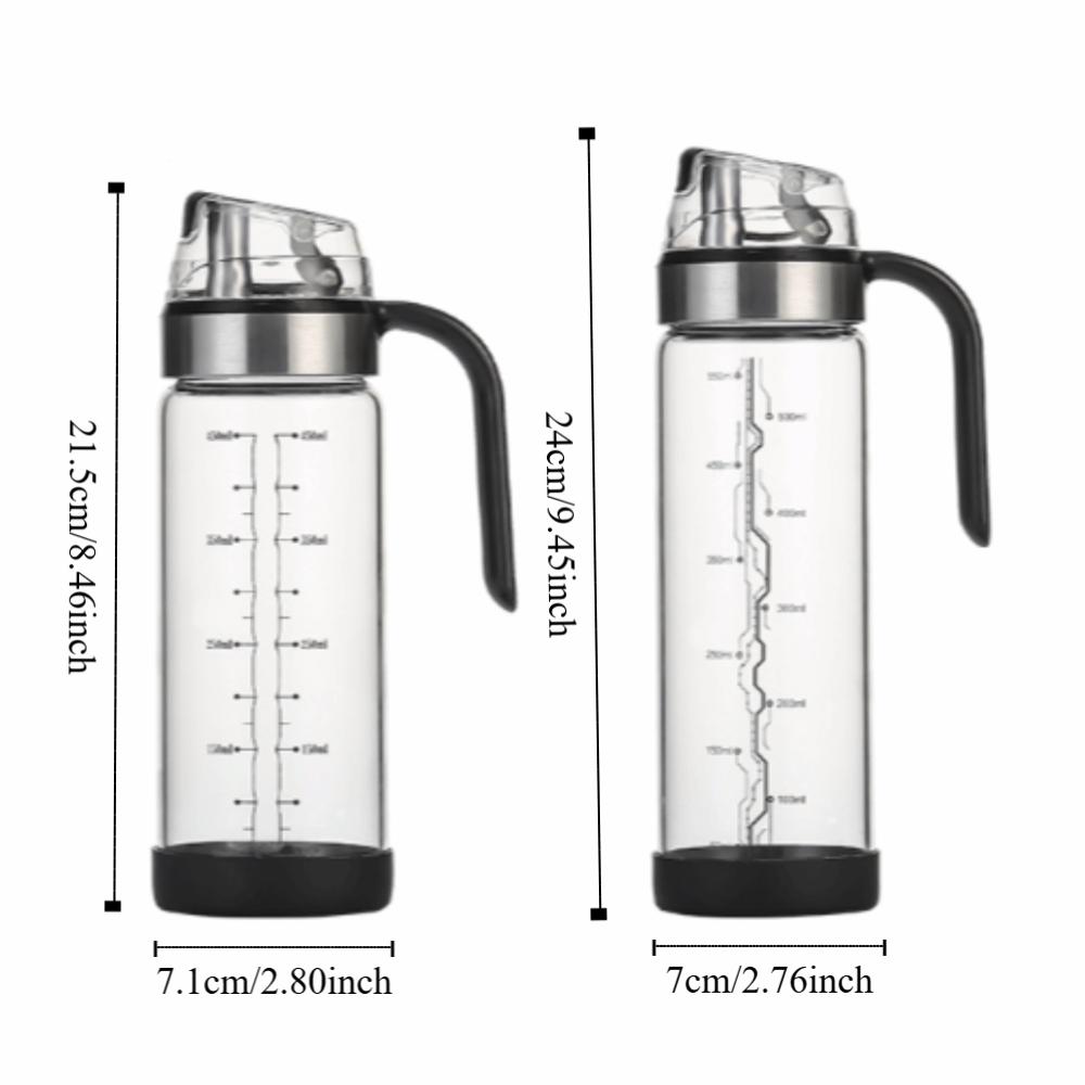450/550ml Borosilicate Glass Oil Bottle Easy Refill Automatic Cap Lid Kitchen Oil Dispenser with Handle Glass Container