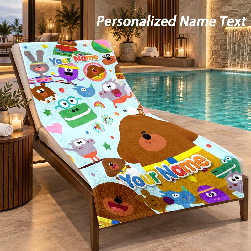 Hey Duggee Custom Name Beach Towel Large Soft Towel for Indoor Bathroom Outdoor Beach