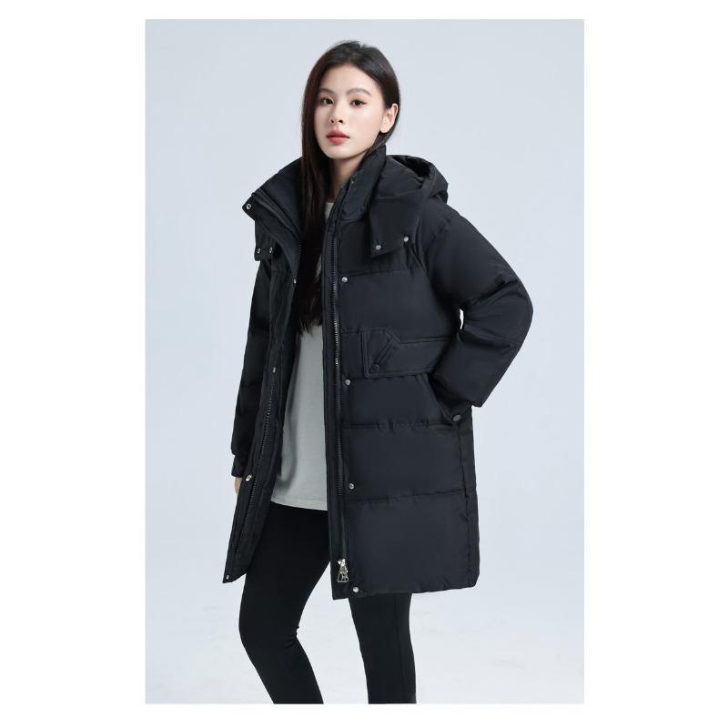 Winter Locker Mode Übergröße Verdickter Baumwollmantel Damen Lange Länge Reine Farbe Jacke