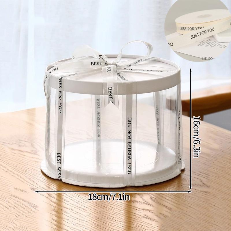 Gift Box With Ribbon Transparent Pastry Cake Box Birthday Cake Packaging Supplies Clear Candy Box Christmas New Year