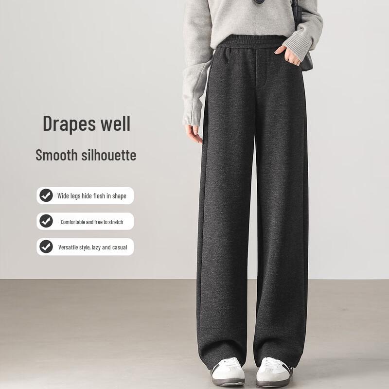 HSTYLE Women's Wool Blend High-Waist Straight-Leg Pants