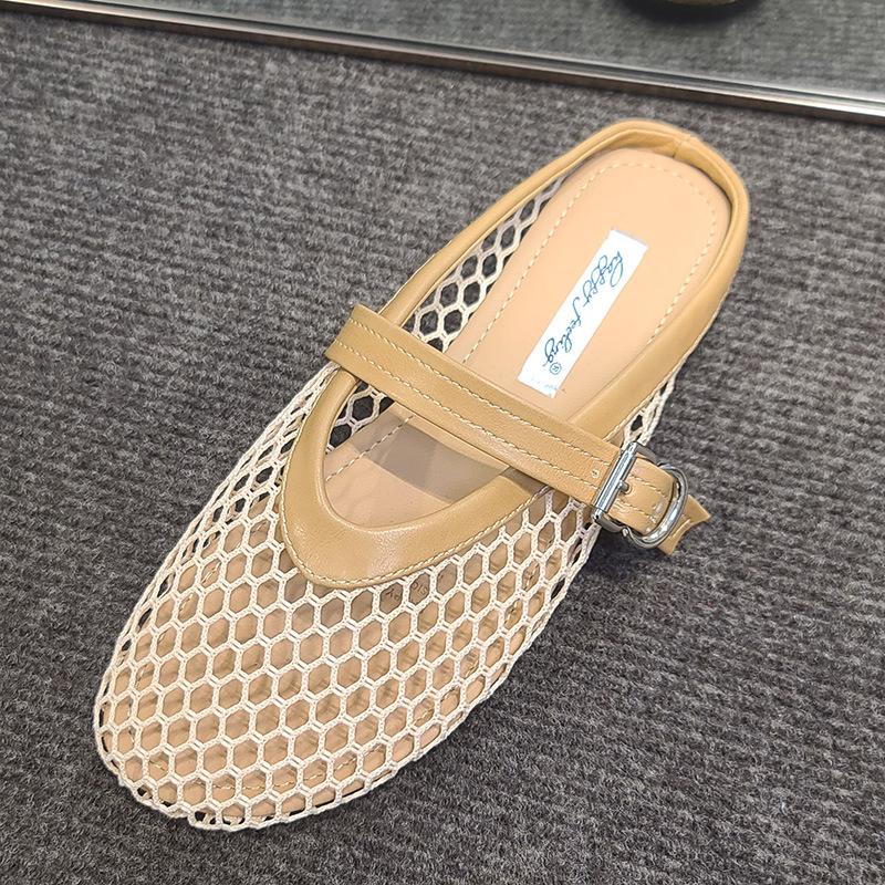 

Полые сетчатые сандалии женские новые с пряжкой на одном ремешке, с круглым носком, на плоской подошве, с мелким вырезом, туфли-лодочки Мэри Джейн 40