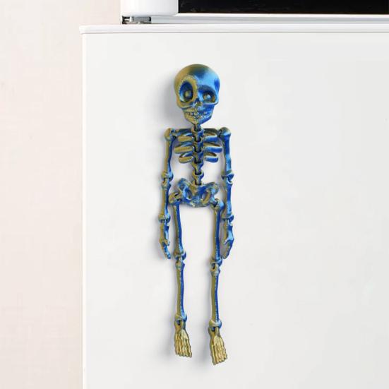 Gothic Skeleton Refrigerator Stickers Posable Skeleton Man 3D Printed Fridge Magnet Decals Halloween Decor Educational Tool