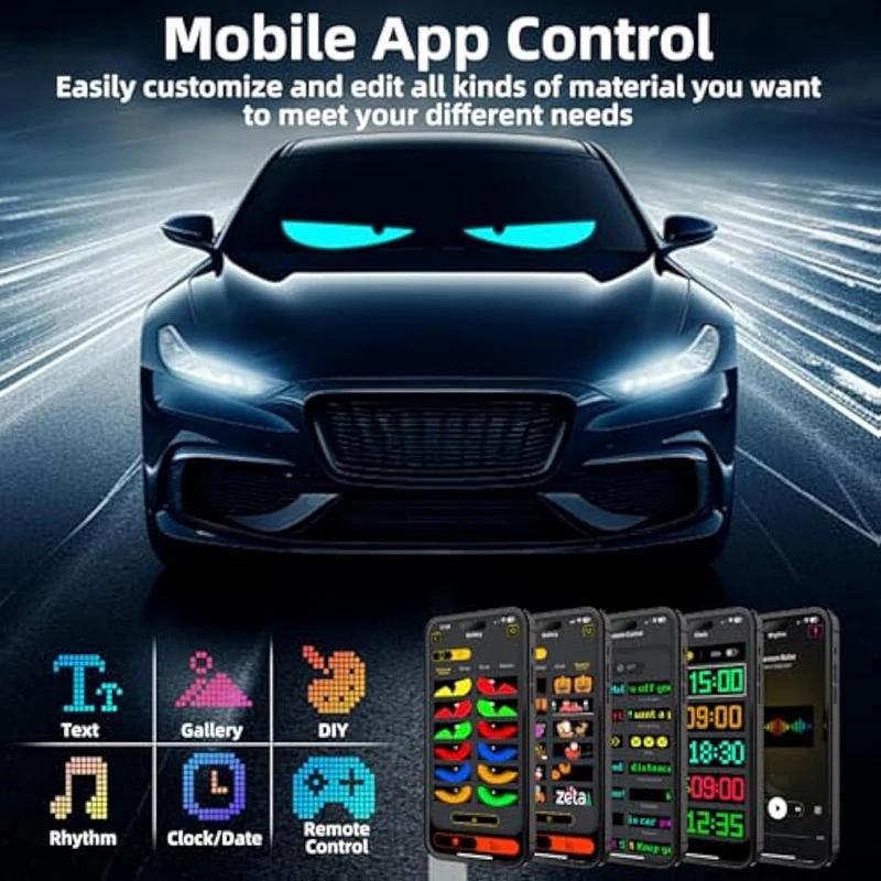 LED Matrix Pixel Panel Light Bluetooth App USB Control Scrolling Advertising LED Car Sign Animation Programmable For Car Decor