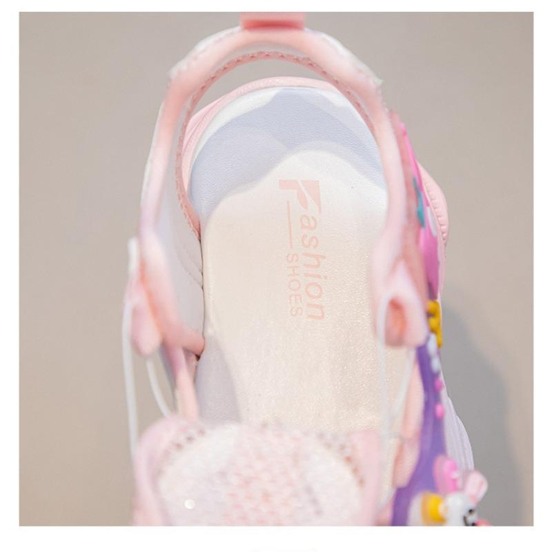 Children's Closed-Toe Sandals Stylish Kuromi Pattern Princess Shoes for Girls, Toddler & Youth Sport Sandals, Student Footwear