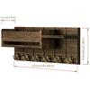 Wall-Mounted Key Rack With Hooks Wooden Storage Rack For Entryway Kitchen And Living Room