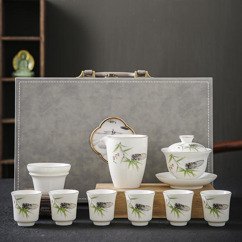 Handun Suet Jade White Porcelain Kung Fu Tea Gift Set