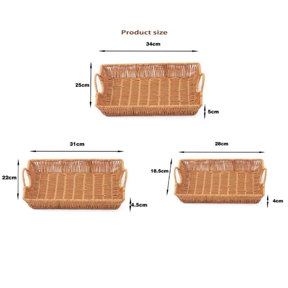 Hardness Rattan Wicker Woven Serving Baskets Handwoven Khaki Restaurant Serving Tabletop Display 10 Styles Rattan Basket