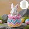 Knitted Gift Bag Crawled Out Rabbit Candle Silicone Mold Resin Mould Easter Gift Bag Bunny Cement Gypsum Molds