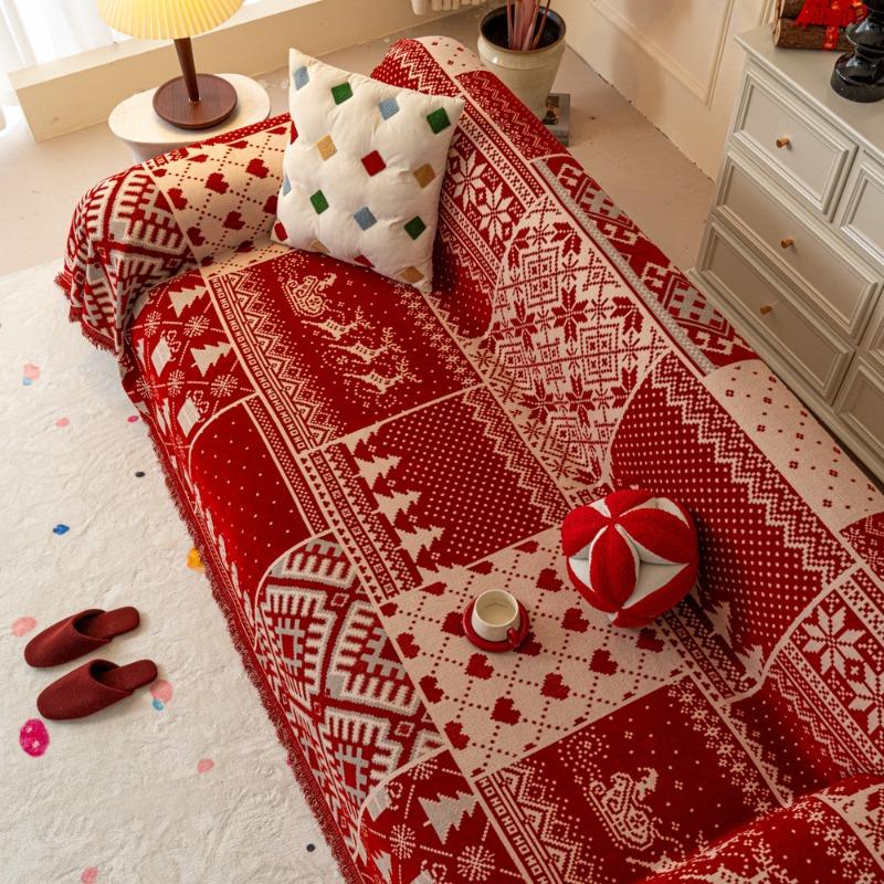 Sofa Cover Chinese Style Red Festive Wedding Decoration Chenille Sofa Towel Furniture Dust Cover Home Textile